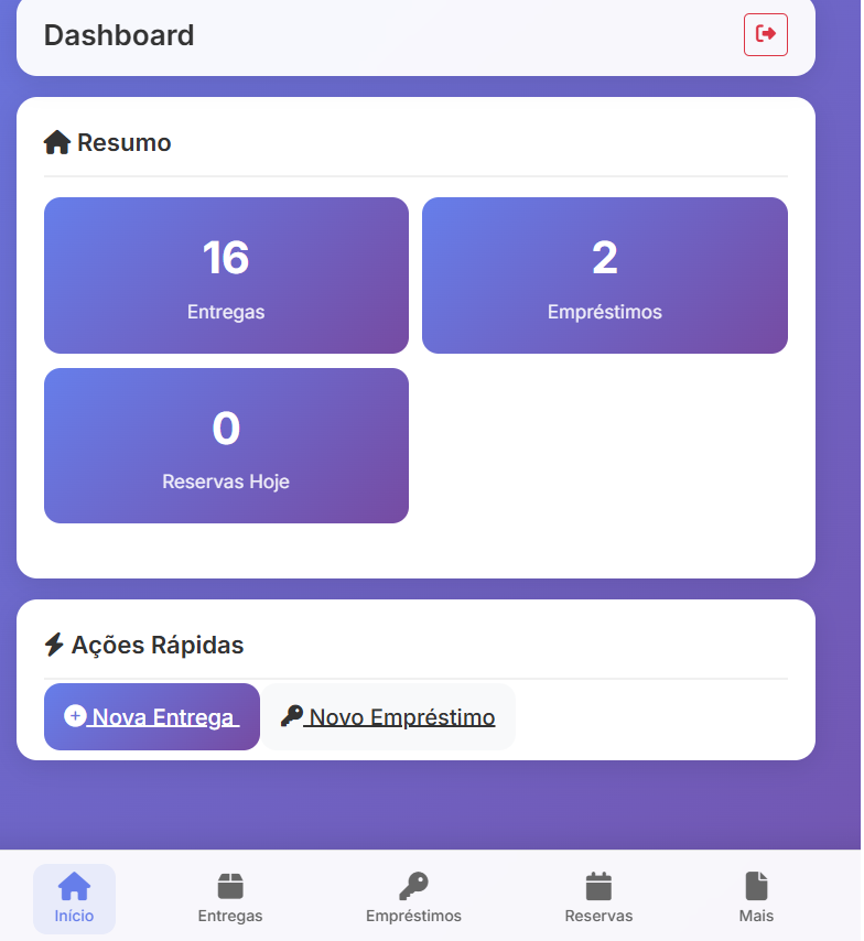 Tela do aplicativo do porteiro